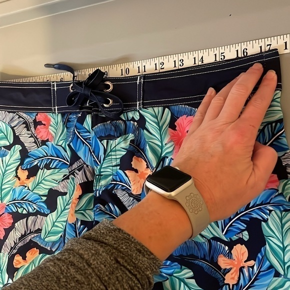 LOCO Boutique women’s large 12 14 shorts floral board swim bathing suit blue - Picture 7 of 8